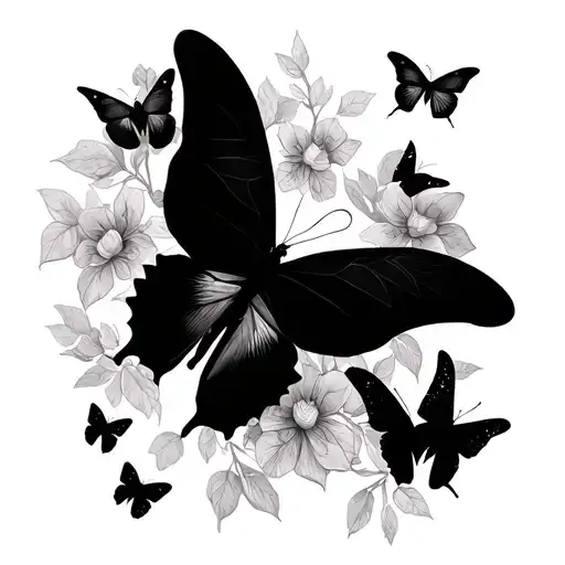 mini black butterflies tattoo design idea