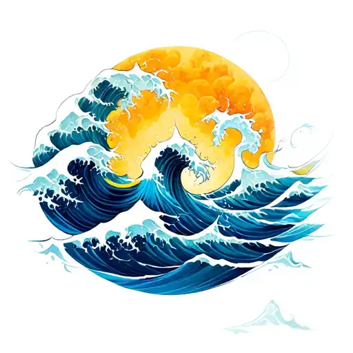 witches knot blue ocean wave tattoo design idea