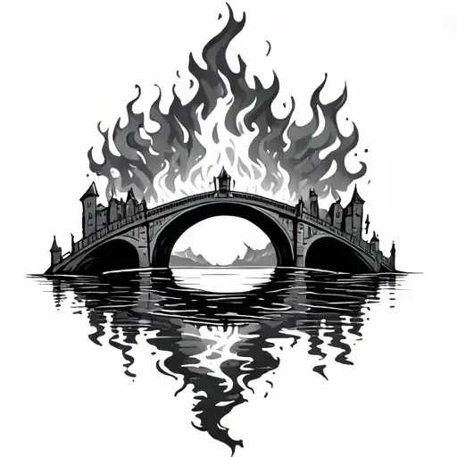 Burning Bridge tattoo design idea