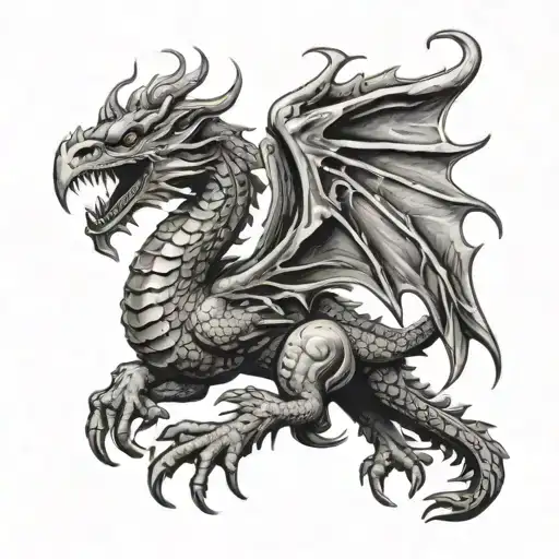 dodo brid fighting  a welsh dragon tattoo design idea