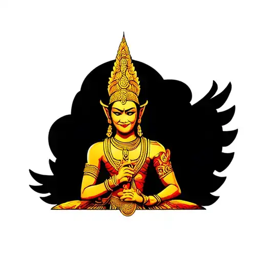 golden Thai warrior tattoo design idea
