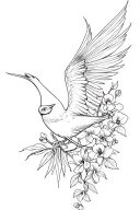 quetzal bird soaring white nun orchid vine wrapping tattoo design idea