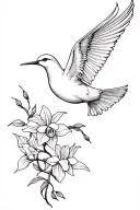 quetzal bird soaring white nun orchid vine wrapping tattoo design idea