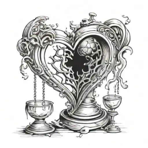 evil rotting hour glass  broken heart tattoo design idea
