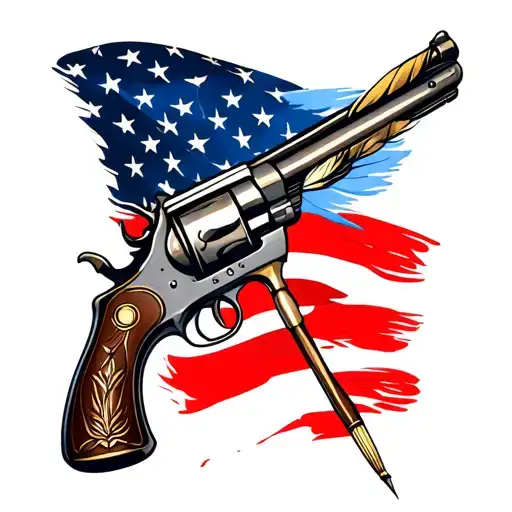 us navy flintlock pistol and quill pen tattoo design idea