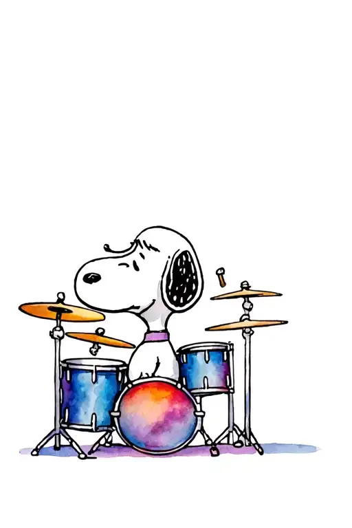 Snoopy playing drums tattoo design idea