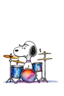 Snoopy playing drums tattoo design idea