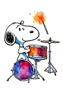 Snoopy playing drums tattoo design idea