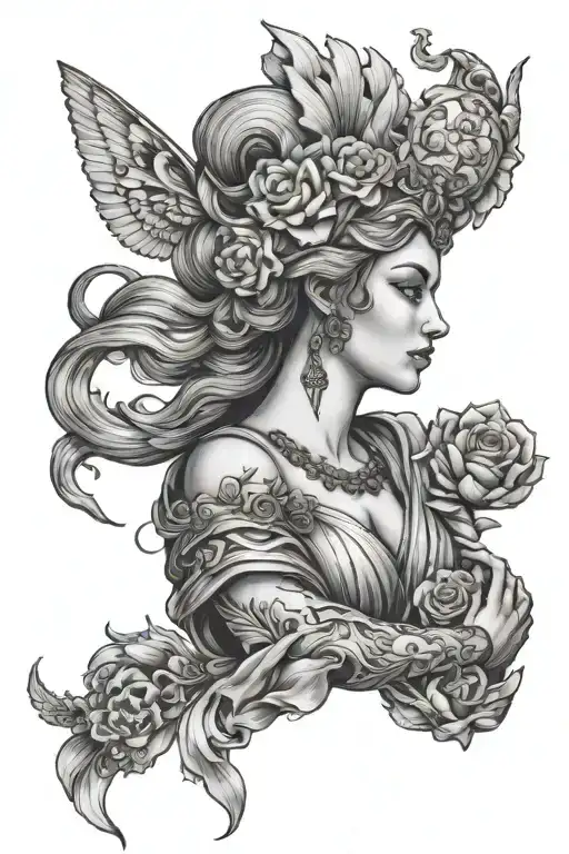 fortuna goddess holding tattoo design idea