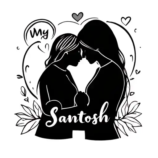 my mother name Santosh written on my wrist with some design that represents mother and son love tattoo design idea