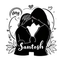 my mother name Santosh written on my wrist with some design that represents mother and son love tattoo design idea