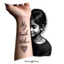 my mother name Santosh written on my wrist with some design that represents mother and son love tattoo design idea