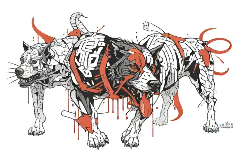 Cerberus guarding tattoo design idea