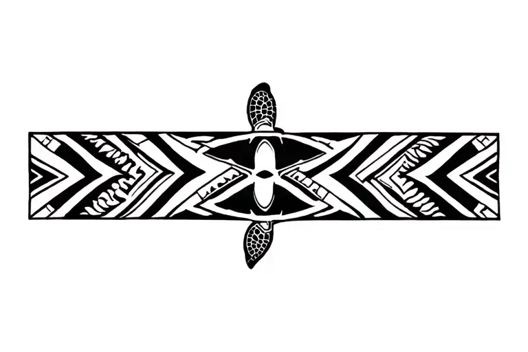 polynesian band tattoo with turtle swimming tattoo design idea