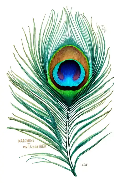 "Marching on Together" Leeds UTD peacock feather tattoo design idea