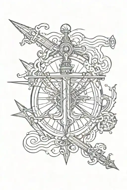 We proceeded with a trident, a submarine and a compass tattoo design idea