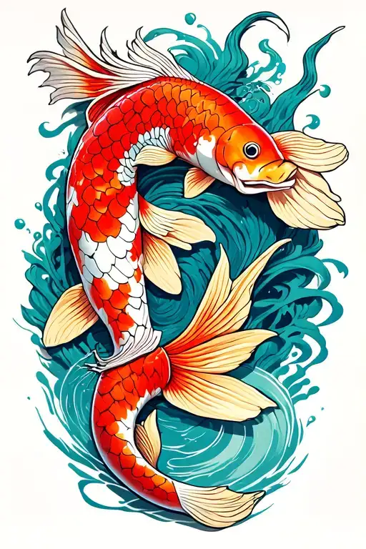 koi fish with emerson karambit knife tattoo design idea