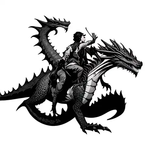 A space that makes a person crawl and ride on a dragon tattoo design idea