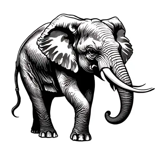 Angry elephant side profile tattoo design idea
