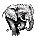 Angry elephant side profile tattoo design idea