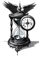 hour glass , compass,clock with st.michael   tattoo design idea