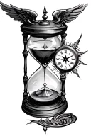 hour glass , compass,clock with st.michael   tattoo design idea
