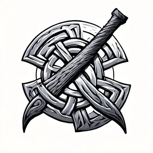 hand axe Celtic knot intertwined representing tattoo design idea