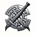 hand axe Celtic knot intertwined representing tattoo design idea