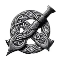 hand axe Celtic knot intertwined representing tattoo design idea