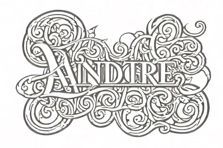 The word "andre" in red ink  tattoo design idea