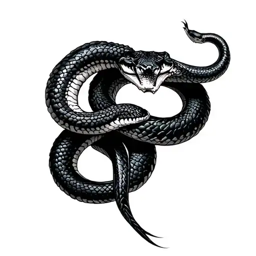 two symetric snakes wrapped tattoo design idea