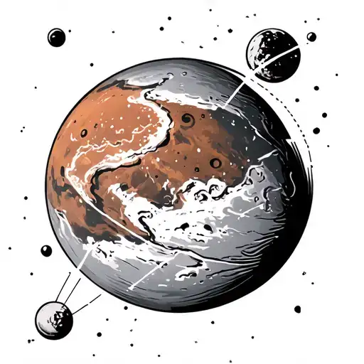 simple planet mars constellation tattoo design idea