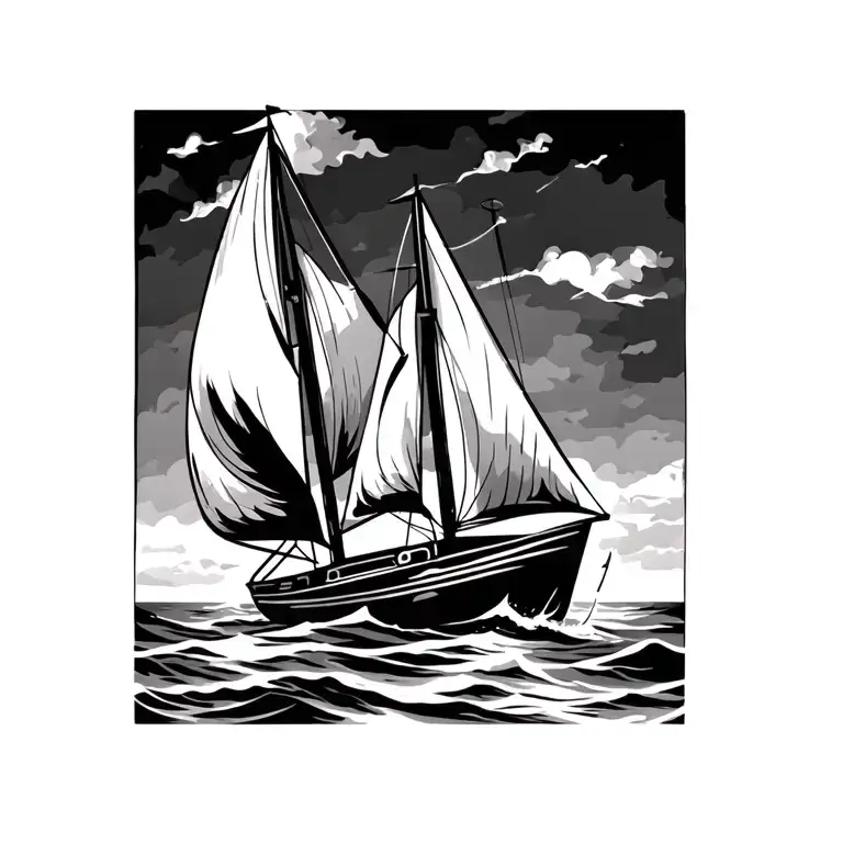 two simple free line sail boats racing ankle tattoo letters on sails to be M and I tattoo design idea