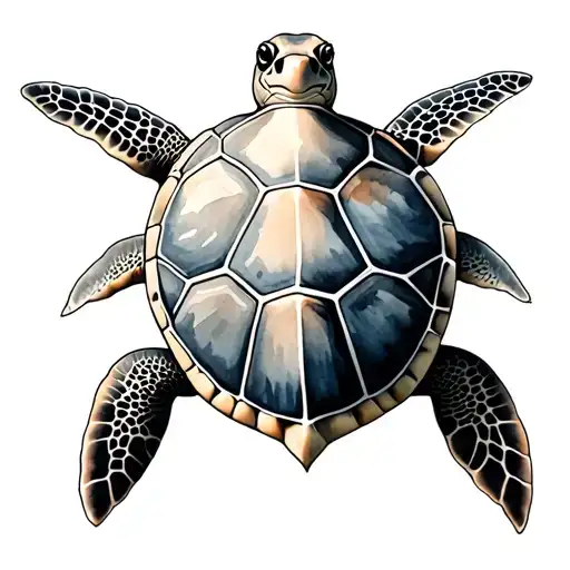 Watercolor Sea Turtle tattoo design idea