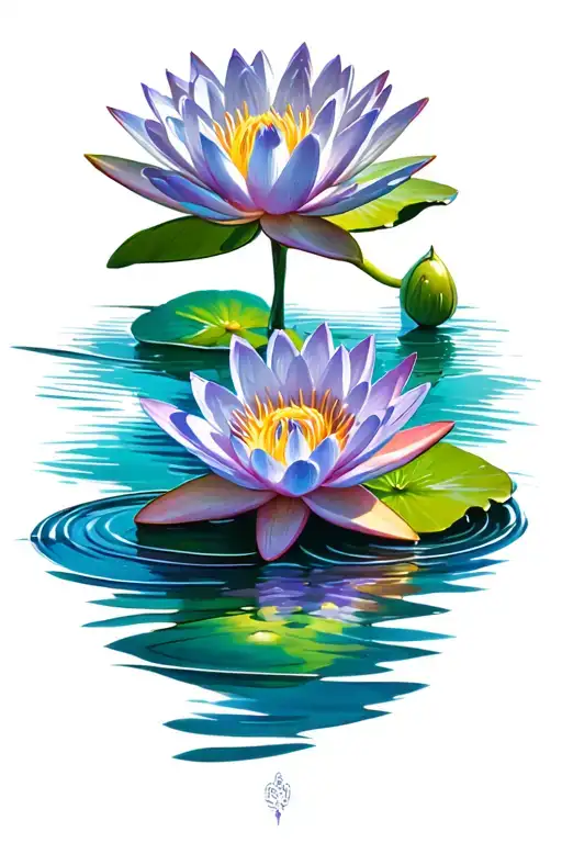 Water Lily Pisces tattoo design idea