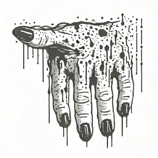 black ink spatter on hand dripping down fingers tattoo design idea