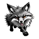 walking angry fox all body tattoo design idea