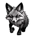 walking angry fox all body tattoo design idea