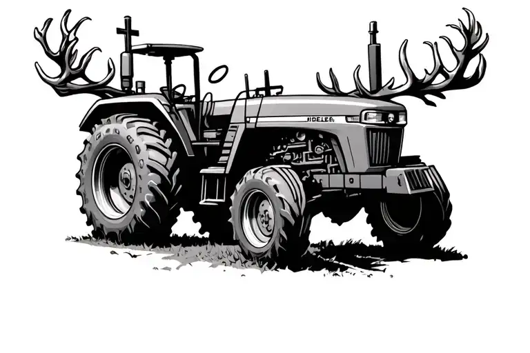 John deer tractor with a cross tattoo design idea