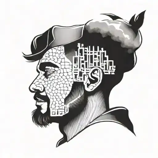 potrait a life of IT professional who is failing in his love life. Trying every day to secure a better future by coding. tattoo design idea