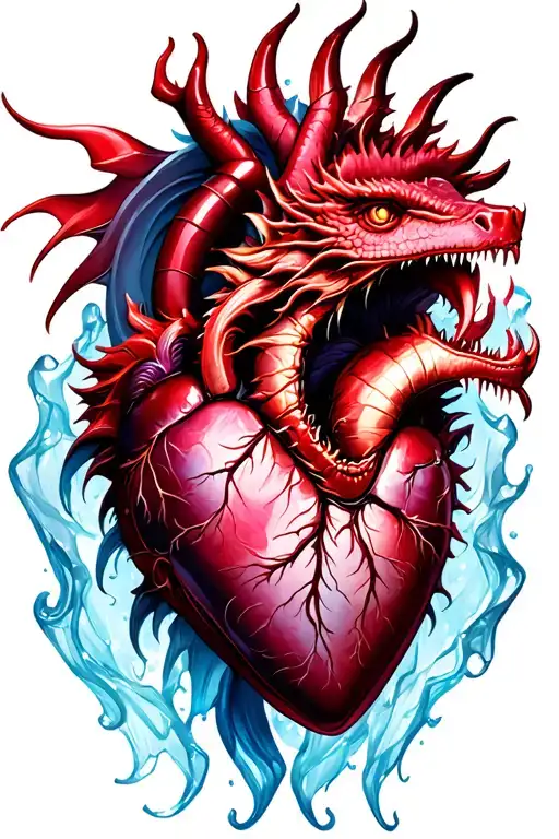 heart wit ice dragon tattoo design idea
