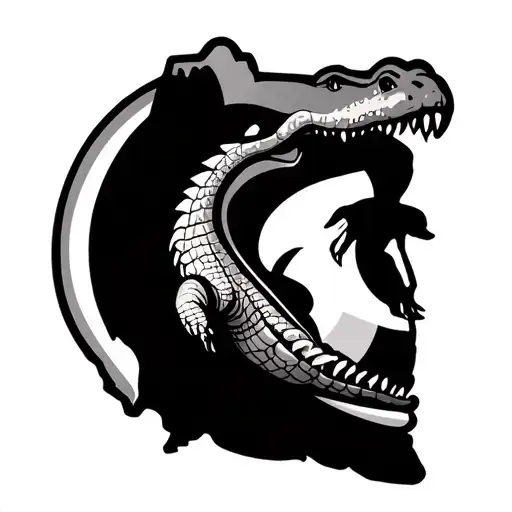 Florida state outline with alligator full body tattoo design idea