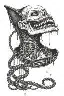 bondage, horror, blood play, teeth, sexy vampire  tattoo design idea