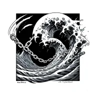 A wave spiraling upward from your wrist, turning into a broken chain link tattoo design idea