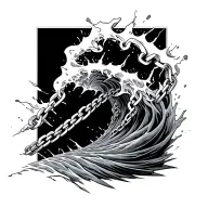 A wave spiraling upward from your wrist, turning into a broken chain link tattoo design idea