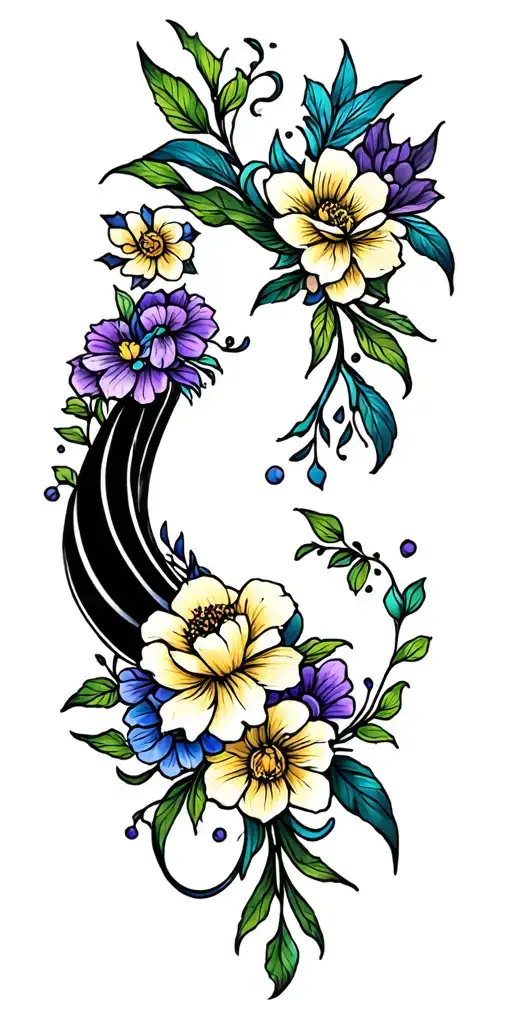 strength inspired with blue, green and purple  tattoo design idea