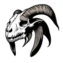 goat skull and broken bones tattoo design idea