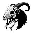 goat skull and broken bones tattoo design idea