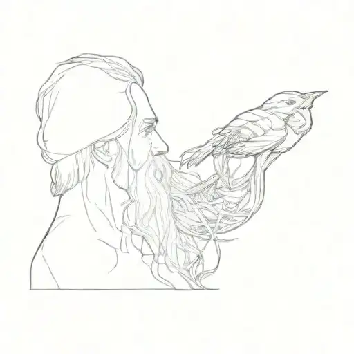 a man with long hair and a beard tattoo design idea