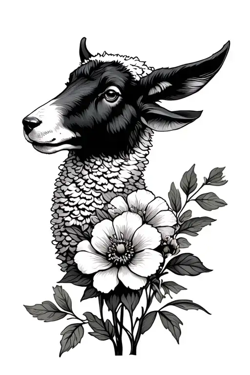sheep in wolf's clothing flower blooming tattoo design idea